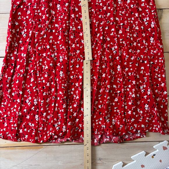 A New Day EUC Women's Short Sleeve Maxi Sundress Red Floral Size 17 - Picture 8 of 8